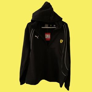 Puma Black Hooded Jacket with Ferrari Logo